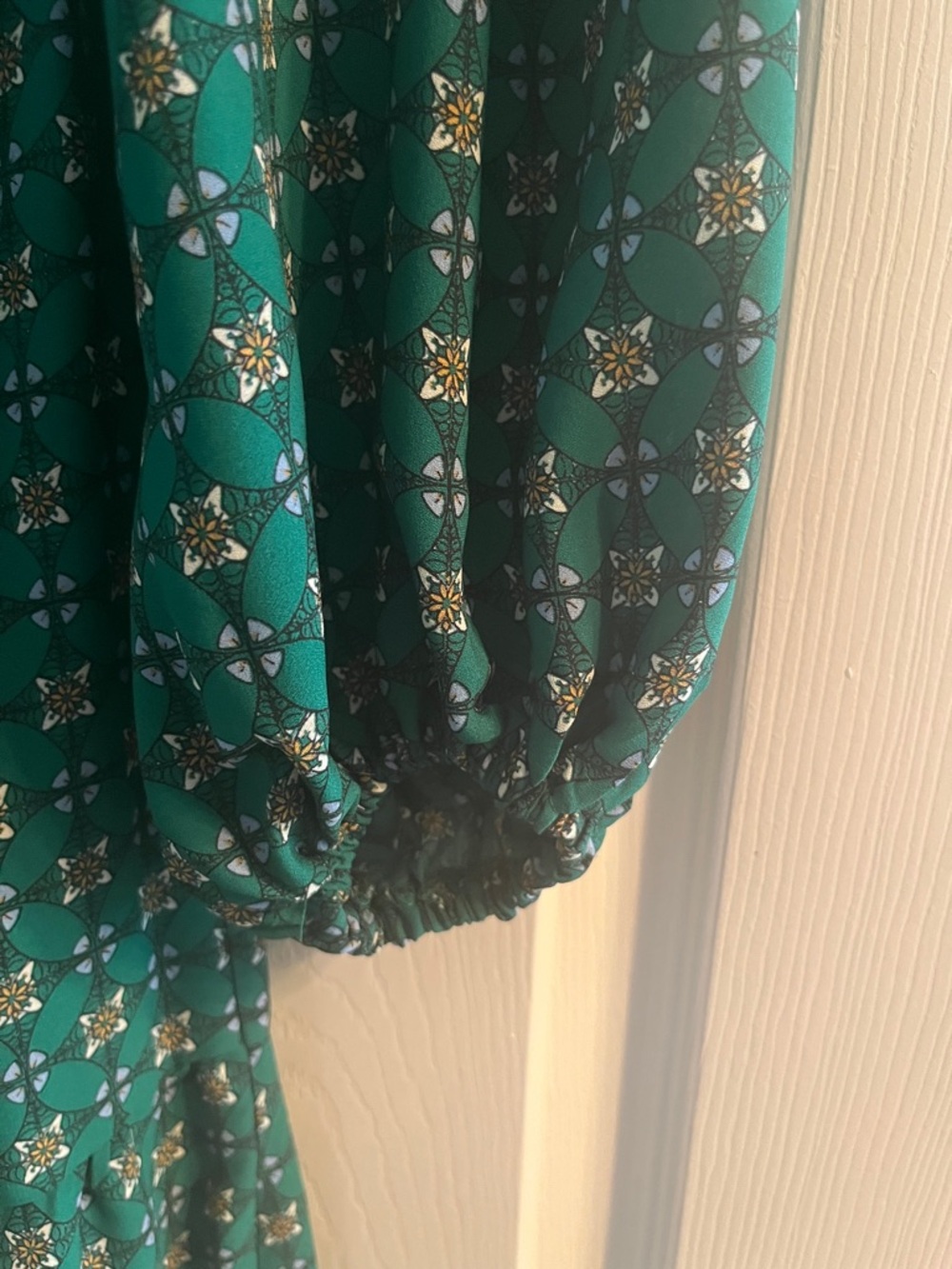 Max Studio Emerald Green Printed Long Sleeve Maxi Dress XS - Picture 5 of 9